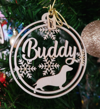 Pet Custom Christmas ornaments, personalize with your names, Dachshund ornament