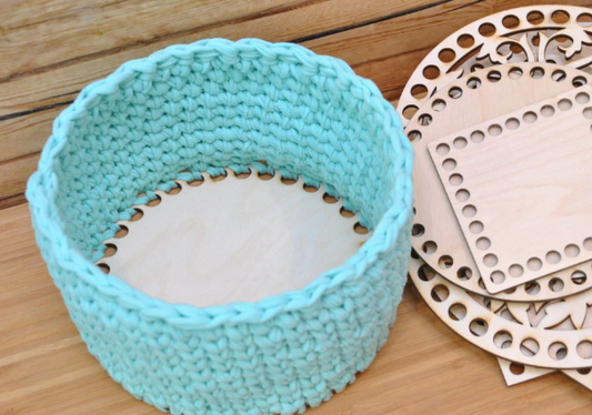 CROCHET BASKET Base - Laser cut wooden basket base - Crochet Bag Base, Purse base wood crochet - 10cm diameter, 3mm thickness