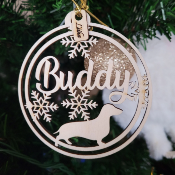 Pet Custom Christmas ornaments, personalize with your names, Dachshund ornament
