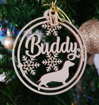 Pet Custom Christmas ornaments, personalize with your names, Dachshund ornament
