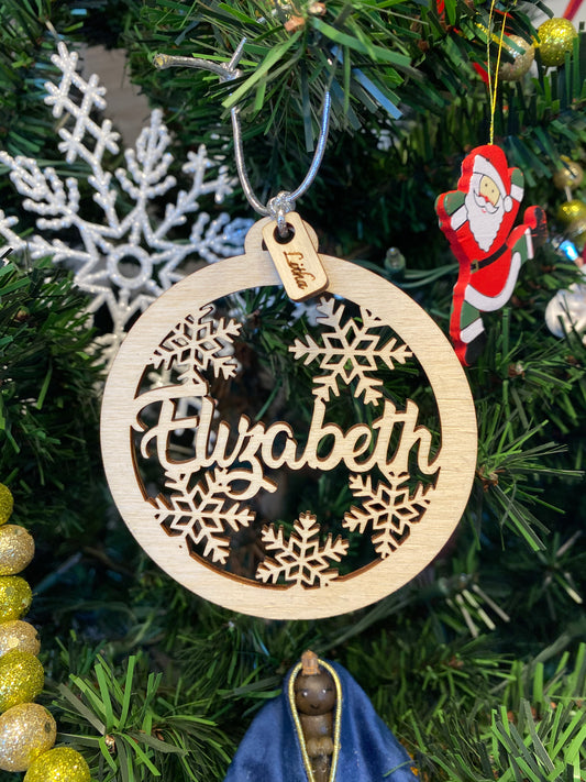 Personalized name Christmas Ornaments, Holiday ornament with name, Gifts, Wooden Ornaments, laser cut, Personalized name, natural wood color