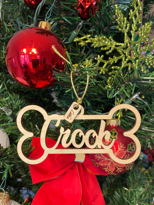 Pet Personalized name Christmas Ornaments, Holiday ornament pet, pet gifts, Cat, dog, laser cut, Personalized name with natural wood color