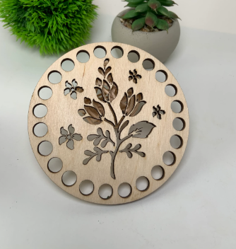 CROCHET BASKET Base - Laser cut wooden basket base - Crochet Bag Base, Purse base wood crochet - 10cm diameter, 3mm thickness